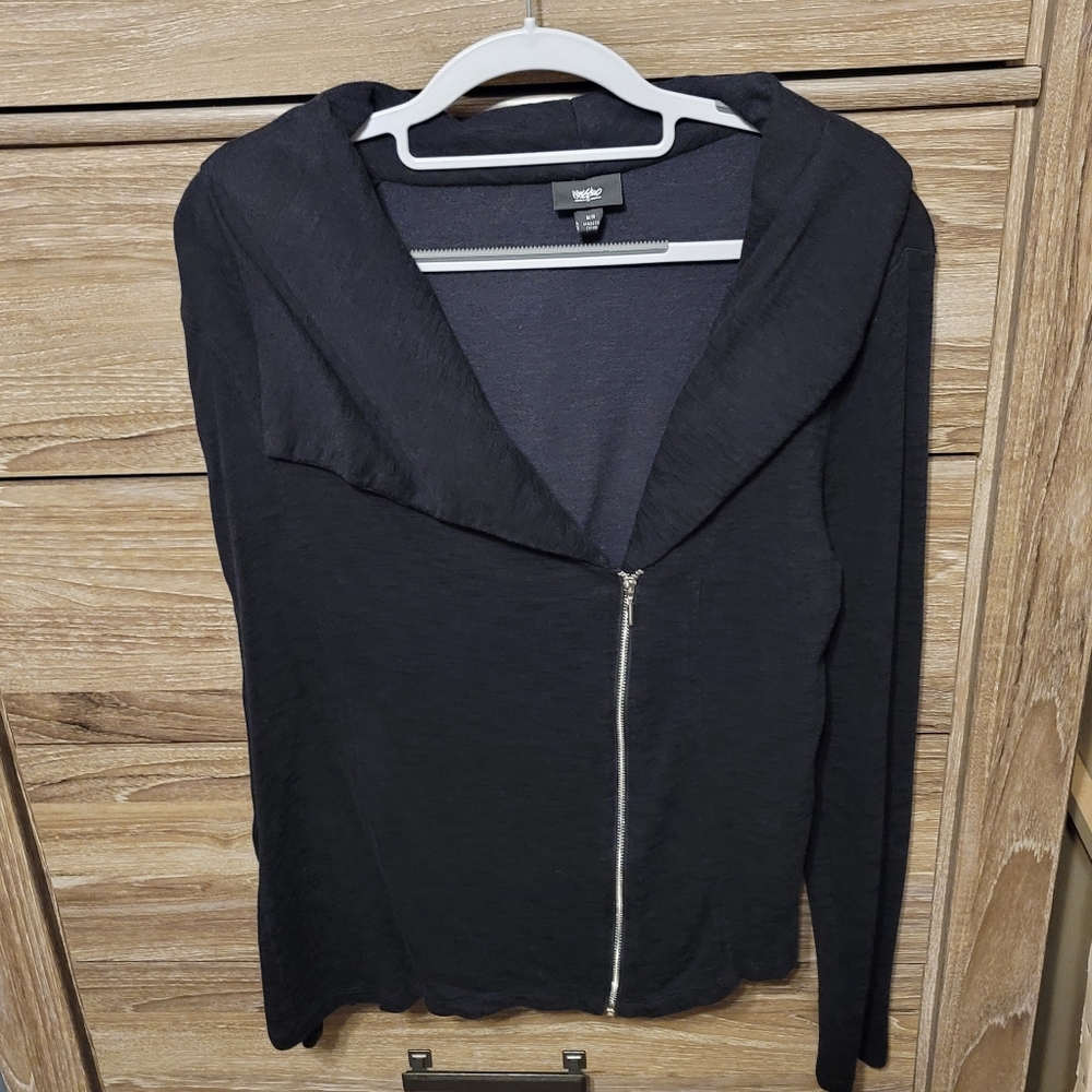 Mossimo, black zip up fabric blazer, size medium